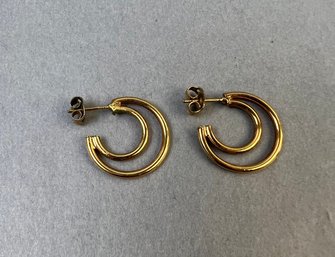 Gold Tone Small Double Hoop Earrings.