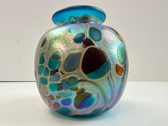 Signed Art Glass Bud Vase 1998