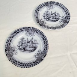 Vintage Villeroy & Boch Set Of Two Plates Flow Black