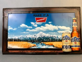 Coors Banquet Beer Tin Sign Dated 2009.