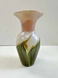 Lundberg Studios Art Glass Pulled Feather Vase *local Pickup Only*