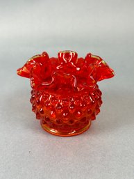 Small Red Fenton Hobnail Bud Vase