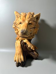 Faux Wood Carving Of Fox