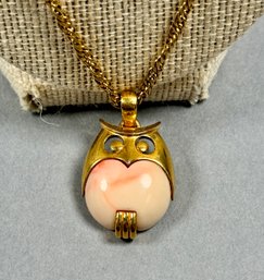 Vintage Trifari Crown Owl Necklace