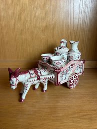 Nasco Pottery Mule And Cart Condiment Holder - Japan