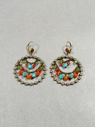 Vintage Colorful Hoop Dangle Earrings