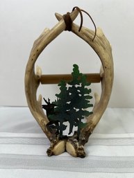 Whimsical Faux Moose Antler TP Holder.