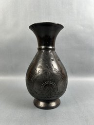 Vintage Pottery Base With Etched Carving Detail