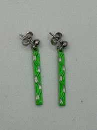 Lime Green Dangle Pierced Earrings
