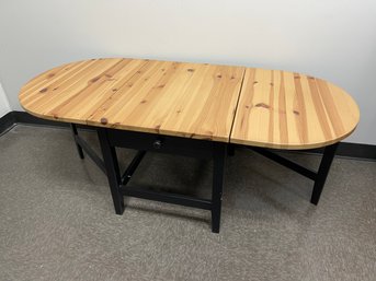 Tri Folding Fir Top Coffee Table With Black Base