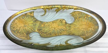 Vintage Hand Painted Large Art Glass Platter-Local Pickup