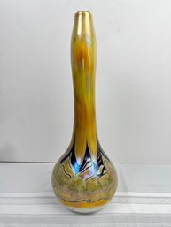 Signed Marc S Boutte Hand Blown Pulled Feather Art Glass Vase Dated 2001-local Pickup