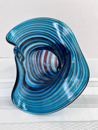 Signed M.E. 99 Snail Shaped Art Glass Vase-Local Pickup