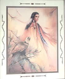 Signed Buchpink Indian Heritage Hawk Painting Framed