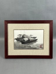 Junk Boats - Framed Silk Art