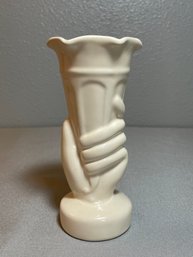 Vintage Off White Pottery Hand Vase