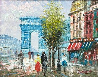 Signed Burnett Paris Scene W/ Arc De Triomphe Framed *Local Pickup Only*