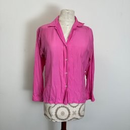 Christian Dior Late 60s Washable Pink Silk Blouse - Size 12