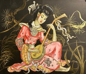 Vintage Geisha Watercolor Artwork On Cardboard *Local Pickup Only*