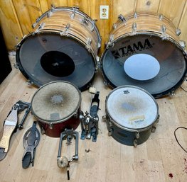 Vintage Lot Of Drums And Parts