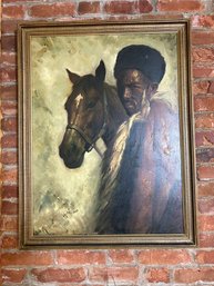 Large Oil Painting - Horseman: Signed