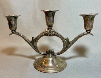 Vintage Wm. Rogers & Sons Silver Plate Triple Candlestick - Spring Flowers, Pattern 2016