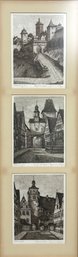 Signed Rothenburg Etching Ink Drawings Framed *Local Pickup Only*