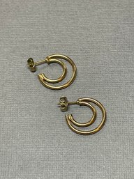 Gold Finish Small Double Hoop Earrings