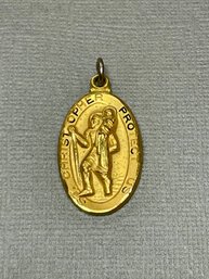 Vintage St Christopher Protect Us Medallion - H.F.B - Karatclad, Gold Plated