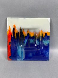 Square Art Glass Dish - Spain