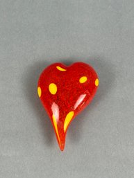 Small Red & Yellow Art Glass Heart 2005