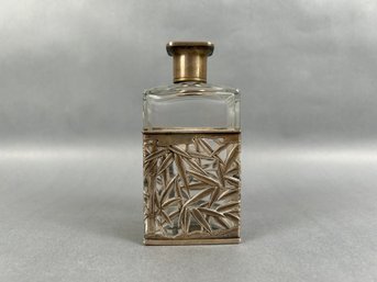 Sterling Silver Bamboo Motif Overlay Rectangle Glass Perfume Bottle - K. Uyeda