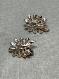 Vintage Cora Silver Finish Clip Earrings
