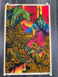 Vintage Black Light Poster Of St George And The Dragon.