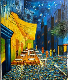 Signed Van Gogh Representation Caffe Terrace Oil On Canvas