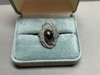 Sarah Coventry Silver Finish And Black Stone Adjustable Ring
