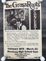 Vintage The Grass Roots Show Poster Playing The Roseburg High School Gym.