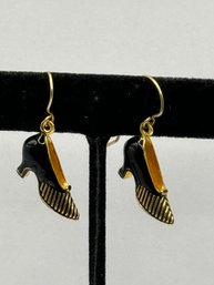 Black And Gold Dancing Shoes Pierced Earrings