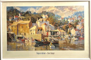 Vintage Steve Songer Polperro Harbor Print Framed