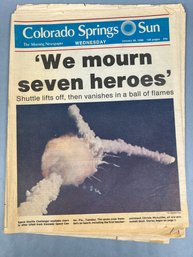 Colorado Springs Sun, Jan 29, 1986 Space Shuttle Disaster.