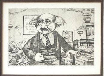 Signed Charles Bragg Einstein Etching Framed  *Local Pickup Only*