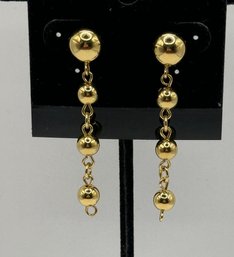 Gold Tone Pierced Earrings With Balls