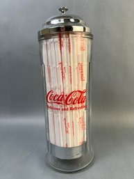 Vintage Look Coca Cola Soda Fountain Straw Dispenser.