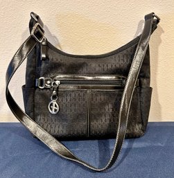 Black Giani Bernini Jacquard Fabric Bag With Shoulder Strap
