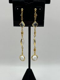 Gold Tone Glass Stone Earrings - Second Set