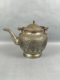 Middle Eastern Embossed Metal Teapot