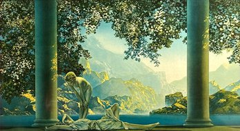 Vintage Large Maxfield Parrish Daybreak Print Framed *Local Pickup Only*
