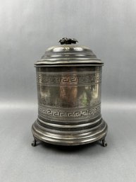 Antique Silverplate Biscuit Or Tobacco Canister