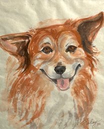 Vintage Signed Jo Finley Sumi Ink & Watercolor Dog Artwork Framed *Local Pickup Only*