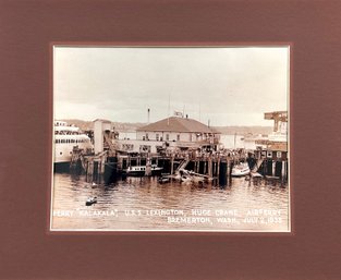 Vintage 1935 Photograph Of 'Kalakala' & USS Lexington At Brementon, WA With Matte Frame  *Local Pickup Only*